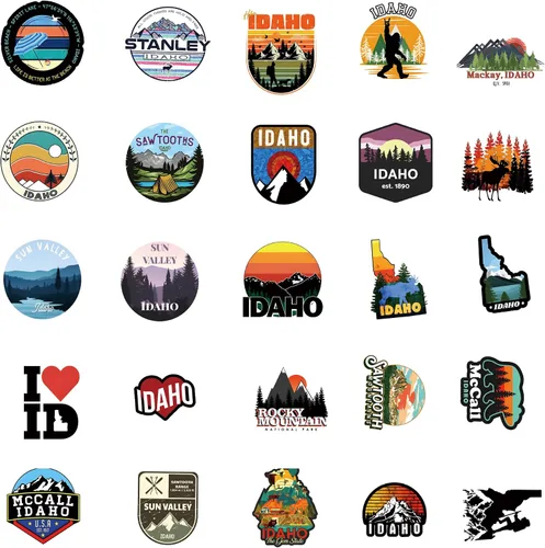 Miniatura 3 de Idaho State Stickers 60 calcomanías de viaje estéticas impermeables paquete de calcomanías de vinilo para botella de agua, laptop, taza, teléfono