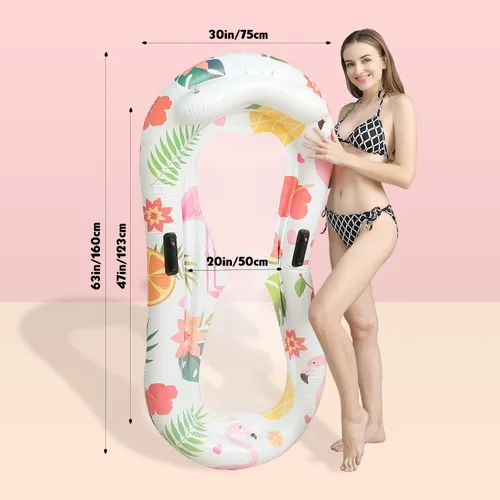 Miniatura 2 de Flotador inflable de piscina con patrón de flamencos, juguetes grandes para piscina, flotadores de playa de verano, flotadores de natación, juguetes