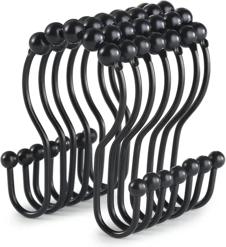 Miniatura 14 de Goowin - Ganchos de cortina de ducha, 12 piezas de anillos de cortina de ducha, colgadores de cortina de ducha de acero inoxidable, ganchos de Negro