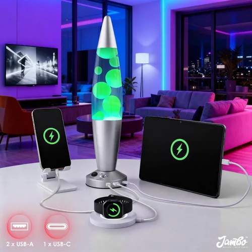 Miniatura 2 de JAMBO Hermosa lámpara de 16 pulgadas con cera, luz nocturna relajante para decoración del hogar, extra alta, lámpara de sala de estar, oficina