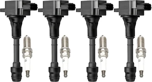 4 bujías de iridio 4 bobinas de encendido compatibles para Nissan Altima 2002-2006 Sentra 2.5L L4 2002 2004 2005 2006 Sentra 2.5L L4 reemplaza UF350