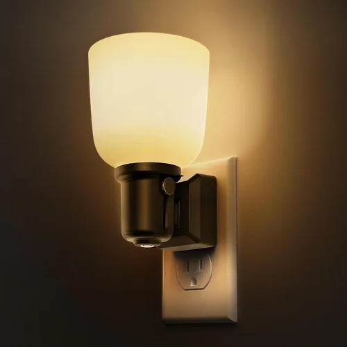 Miniatura 9 de L LOHAS LED Luz Nocturna con Atenuación Sin Escalones del 0-100%, Luz Nocturna de Vidrio Manchado Enchufable con Sensor de Anochecer a Amanecer, Luz