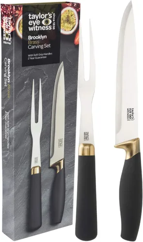 Taylors Eye Witness - Juego de cuchillo para tallar y tenedor para carne - Hoja clásica mate de acero inoxidable de 20cm/8 Pulgadas. Tenedor fuerte