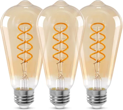 ST64 Bombillas LED E26 Vintage Edison, vidrio ámbar claro, regulable, 4 W (equivalente a 40 W) 300 lúmenes, 2500 K blanco cálido, diseño de ámbar