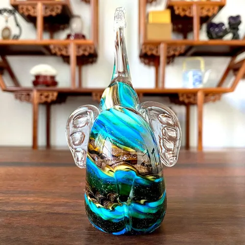 Miniatura 3 de Figuras de elefante Blwon de cristal, adorno de mesa, escultura de vida silvestre, artesanía, hecho a mano, soplado a mano, decoración del hogar