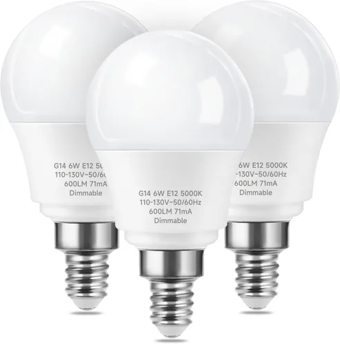 Miniatura 10 de Bombilla LED E12 regulable, 6 W, equivale a 60 W, bombilla candelabra A15, bombilla LED para ventilador de techo, candelabros, apliques de pared