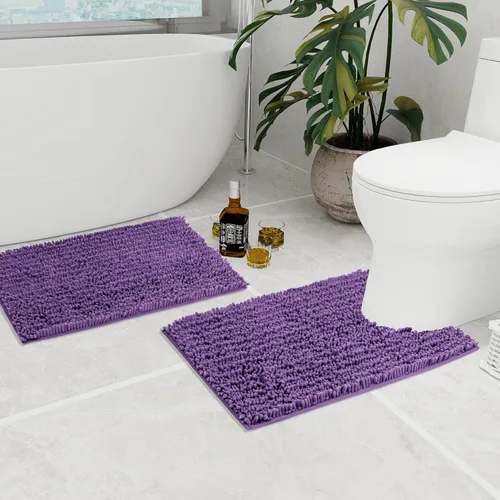 Miniatura 323 de Walensee Alfombra de baño antideslizante (24x17 pulgadas, rosa polvoriento) absorbente de agua, súper suave, lanuda de felpilla, lavable a máquina