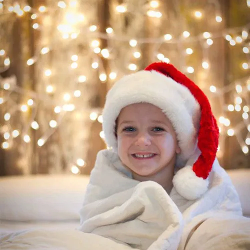 Miniatura 4 de CCINEE Sombrero de Papá Noel para niños, sombreros de Papá Noel de Navidad, sombrero rojo de felpa para decoración del hogar, suministros de fiesta
