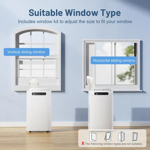 Miniatura 9 de Aire acondicionado portátil de 14000 BTU para refrigeración de habitaciones de hasta 700 pies cuadrados, unidad de CA portátil silenciosa 3 en 1