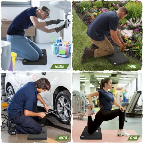 Miniatura 5 de RUGGED RHINO Rodilleras gruesas absorbentes de golpes, soporta hasta 300 libras, protege las rodillas de superficies de hormigón duro, para Negro