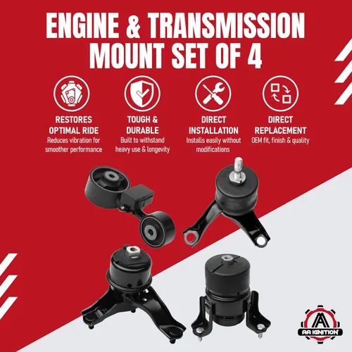 Miniatura 2 de Juego de repuesto de 4 soportes de motor y transmisión por AA Ignition - Compatible con Toyota 2.4L - Camry 2007-2011 - Reemplaza las piezas 4211