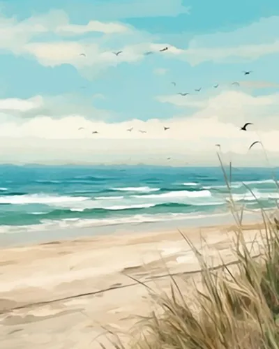 Miniatura 9 de Kit de Pintura por Números Tucocoo con Lienzo de Paisaje Marino de Playa al Atardecer 40x51 cm, Pintura al Óleo DIY para Niños, Estudiantes, Adultos