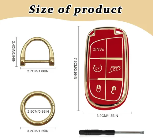 Miniatura 2 de Funda para Llavero de Llave Jeep, Llavero Funda Suave de Protección Completa Carcasa para Llave, Accesorios de Automóvil para Hombres, Niñas, Rojo