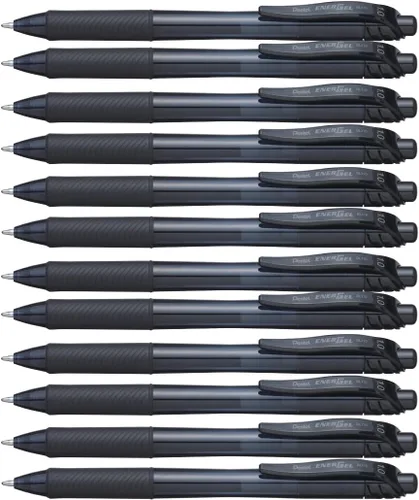 Pentel EnerGel-X Bolígrafo retráctil de gel líquido, (0.039 pulgadas), línea gruesa, tinta negra, caja de 12 unidades (BL110-A)