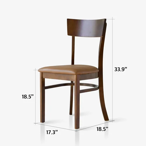 Miniatura 2 de Livinia Mint - Juego de 2 sillas de comedor, asiento tapizado de piel sintética de roble malasio sólido, sillas laterales rectas (nogal)