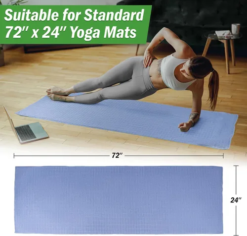 Miniatura 2 de Wakeman - Juego de toallas para esterilla de yoga y toallas de gimnasio, juego de 2 piezas antideslizantes para yoga, pilates y gimnasio, 72 x 24