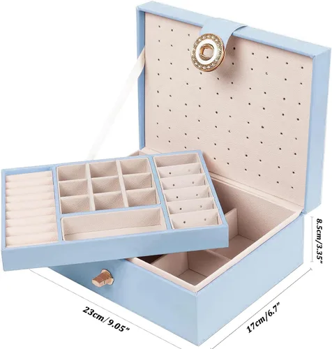 Miniatura 184 de Joyero de pendientes para mujeres y niñas, organizador de aretes de 5 capas, caja organizadora de joyas blanca con candado, collares y aretes