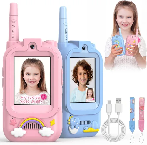Miniatura 9 de Walkie Talkies para niños, paquete de 2, radios bidireccionales recargables de largo alcance, juguetes para niños y niñas de 3 a 5 años, aventura al