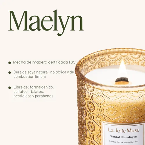 Miniatura 6 de LA JOLIE MUSE Wood Wick - Velas de cera de soya con aroma a sándalo de 19.4 onzas en frasco de vidrio, mecha de madera, grande, 90 horas de Santal