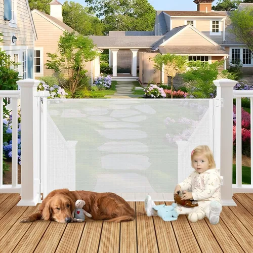 Miniatura 12 de Puerta retráctil para exteriores resistente a la intemperie para perros con tornillos y varillas de acero inoxidable que no se oxidan, puertas