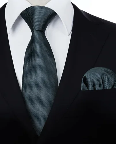 Miniatura 280 de HISDERN Conjunto de corbata a cuadros a cuadros pañuelo tejido clásico formal para hombre corbata y bolsillo cuadrado