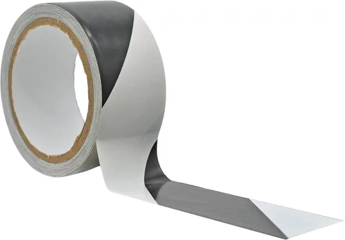 WOD VSWTL187 Cinta de seguridad para marcado de piso, blanco y negro, 1 pulgada x 18 yardas (juego de 48 rollos) para marcar distanciamiento social,