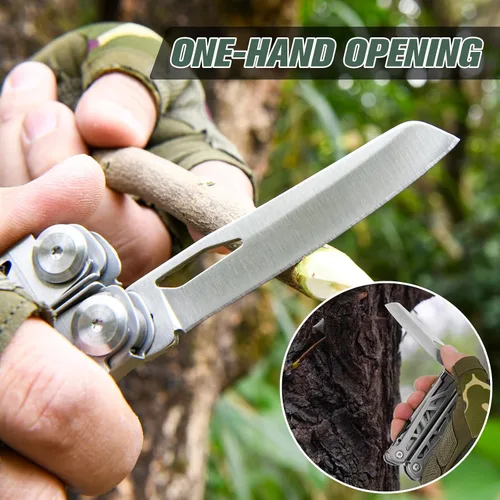 Miniatura 3 de FLYHOMES Cuchillo de bolsillo multiherramienta, alicates multiherramienta 16 en 1 con bloqueo de seguridad, tijeras, destornillador y sierra