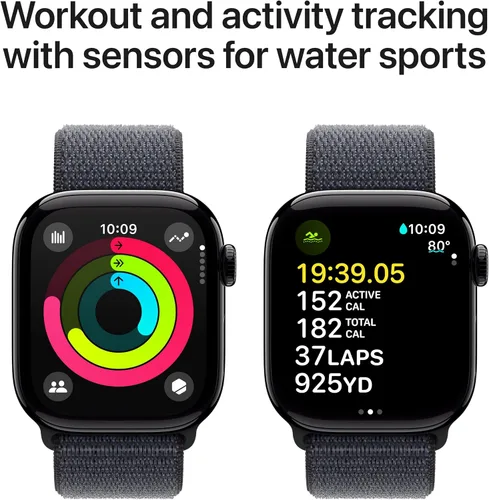 Miniatura 6 de Apple Watch Series 10 [caja GPS de 42mm] reloj inteligente con caja de aluminio negro brillante con correa deportiva Ink Loop. Rastreador de Caja