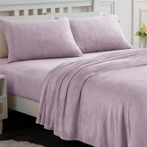 Miniatura 10 de Softan Sábanas de Vellón Tamaño Full, Suaves Como Franela, Sábanas de Felpa Cálidas y Esponjosas, Ropa de Cama de Microvellón Polar de Terciopelo