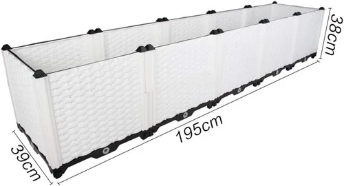 Miniatura 3 de Hershii Kits de cama elevada de jardín, contenedores rectangulares de plástico para plantas profundas, para interiores y exteriores, verduras, Blanco