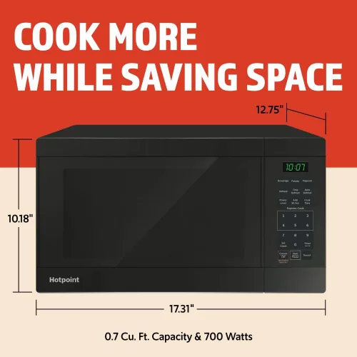 Miniatura 2 de Hotpoint RES1072DTBB Horno microondas de 0.7 pies cúbicos de capacidad, color negro