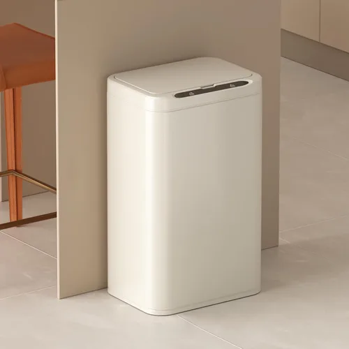 Miniatura 14 de ELPHECO Basurero de acero inoxidable para oficina, con sensor de movimiento, sin contacto, cubo de basura inteligente automático para cocina, Blanco