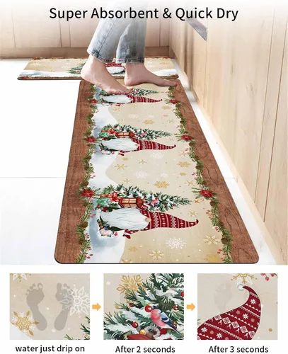 Miniatura 4 de Tapete de baño de gnomos de granja, antideslizante, de secado rápido y absorbente, de tierra de diatomeas, para fregadero de cocina, lavable, tapete