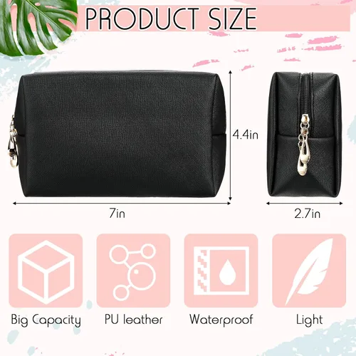 Miniatura 2 de Jexine 9 bolsas de maquillaje de cuero con cremallera bolsa de cosméticos Preppy resistente al agua versátil bolsa de maquillaje organizador