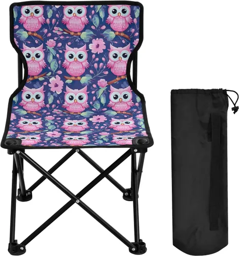 Outdoor Folding Pink Owl Flower Camping Chairs for Adults Portable Camping Chair Lightweight Lawn Chair 202a4579