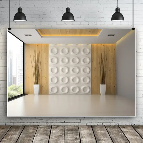 Miniatura 3 de Telón de fondo de oficina de 5 x 3 pies para ventana francesa, sala de negocios, lugar de trabajo, escenario de pantalla para grabación de video