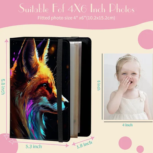 Miniatura 2 de Álbum de fotos de 4 x 6 pulgadas, capacidad para 60 fotos, cubierta de piel sintética, álbum de fotos con banda elástica fuerte, álbum de fotos