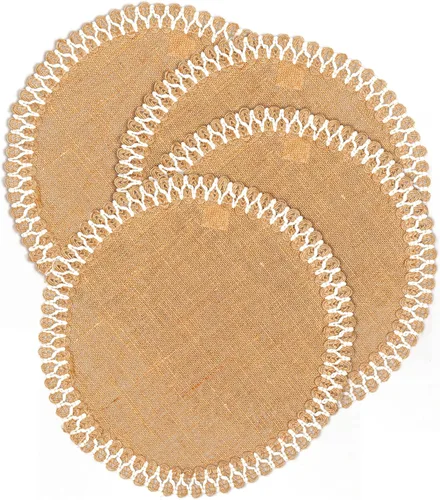 Miniatura 12 de Hausattire Juego de 4 manteles individuales tejidos - Azul, manteles individuales de yute boho rectangulares para mesa de cocina, mesa de comedor