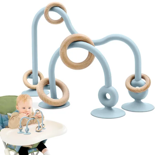 Miniatura 10 de Juguetes sensoriales de succión para silla alta para bebés de 12 a 18 meses, cuerda de silicona de grado alimenticio con lazo de roble, juguete Rosa