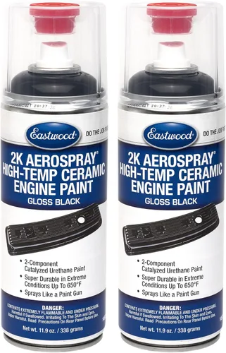 Miniatura 3 de Eastwood 2K Aerospray - Pintura de cerámica para motor de alta temperatura, color negro brillante 11.9 onzas en aerosol Paquete de 4