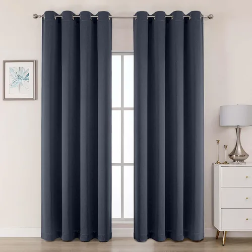 Miniatura 24 de OWENIE Cortinas 100% opacas de 96 pulgadas de largo, 2 paneles para dormitorio, sala de estar, cortinas superiores con aislamiento térmico
