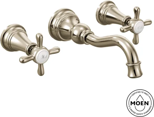 Miniatura 2 de Moen Grifo de baño de arco alto Weymouth de oro cepillado con 2 manijas (válvula se vende por separado), TS42112BG