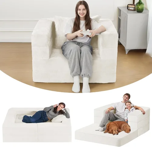 Cama humana gigante para perro, cama 3 en 1 para perro de tamaño humano con funda de piel sintética lavable, cama grande plegable para mascotas