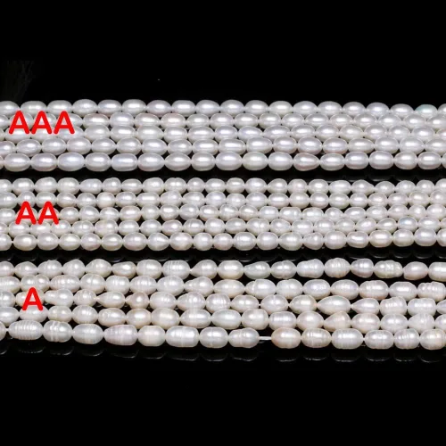 Miniatura 5 de Cuentas de perlas, perlas ovaladas naturales cultivadas de agua dulce, cuentas sueltas de 0.236-0.276 in, 14.2 pulgadas, nivel de calidad A
