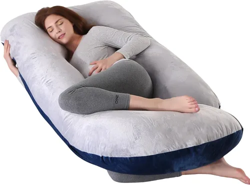 Miniatura 18 de ALLOPERA Almohada de embarazo de 57 pulgadas para dormir, almohada de apoyo de cuerpo completo con funda extraíble lavable para comodidad