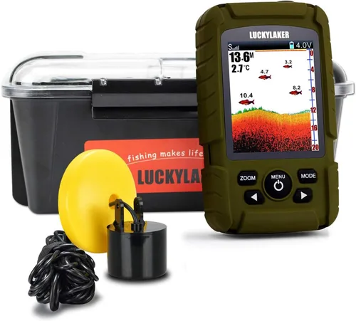 LUCKY Buscador de peces de profundidad de agua, impermeable, portátil, buscador de peces de pesca, buscador de pesca en hielo, sensor de sonar,