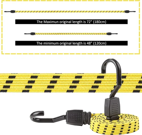 Miniatura 4 de Cartman Ultra 48" negro/amarillo cuerda plana de bungee, 4pk x 48
