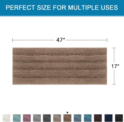Miniatura 469 de H.VERSAILTEX Alfombras de baño para cuarto de baño, antideslizantes, tapetes de baño extragruesos, de felpilla, a rayas, alfombra de 20" x 32