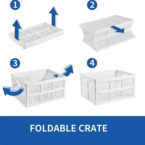 Miniatura 4 de Aebeky Paquete de 3 cajas de almacenamiento plegables de plástico, 30 L, cajas de plástico plegables para almacenamiento (blanco)
