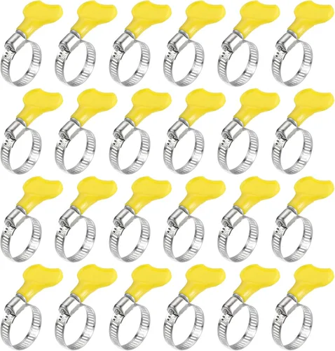 Miniatura 9 de uxcell Abrazadera de manguera de engranaje helicoidal, 24 abrazaderas de manguera de acero inoxidable ajustables de 1/2 a 3/4 pulgadas con mango